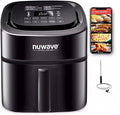 Nuwave Brio 8 Qt Air Fryer, Powerful 1800W, Easy to Read Cool White Display, 50° 400°F Temp Controls, 100 Pre Programmed Presets &amp; 50 Memory Slots, Integrated Smart Thermometer, Linear T Technology