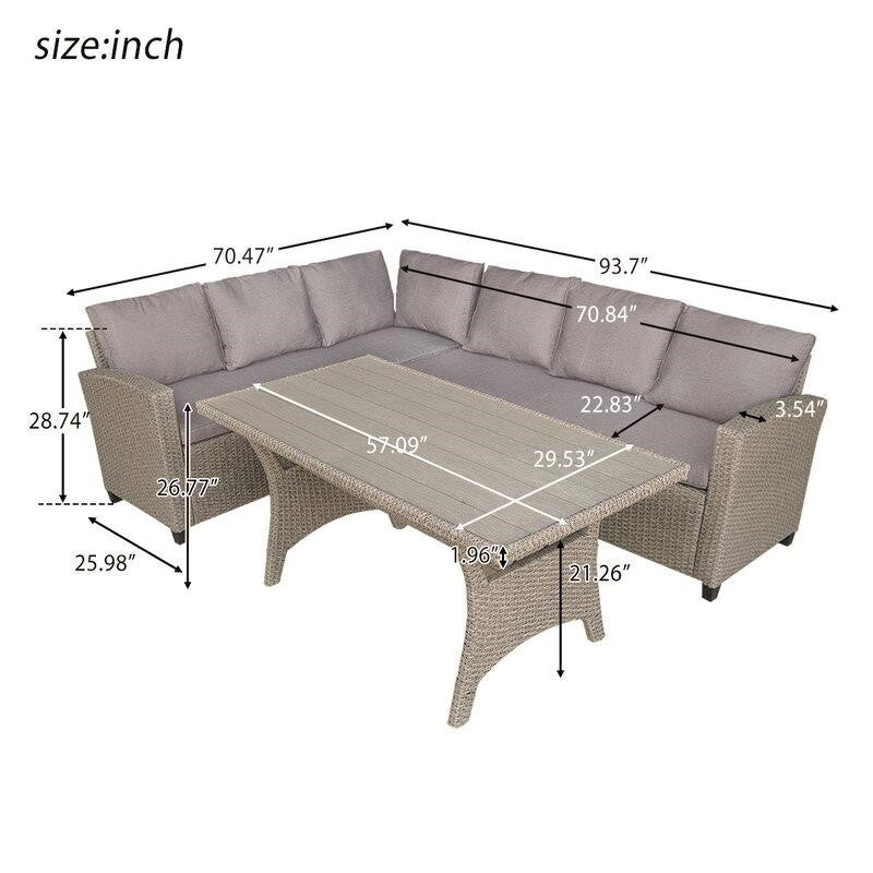 Delia 3 - Piece Rattan Seating Group with Cushions