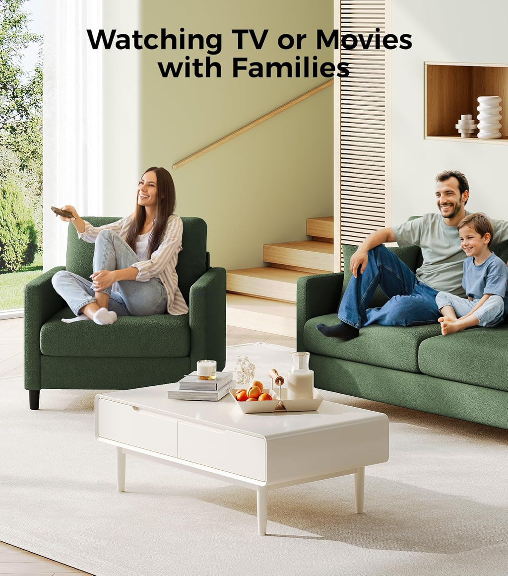 Loveseat Sofa 51" Love Seat Comfy Corduroy Small Loveseat Small Spaces Tool-Free Setup Couch