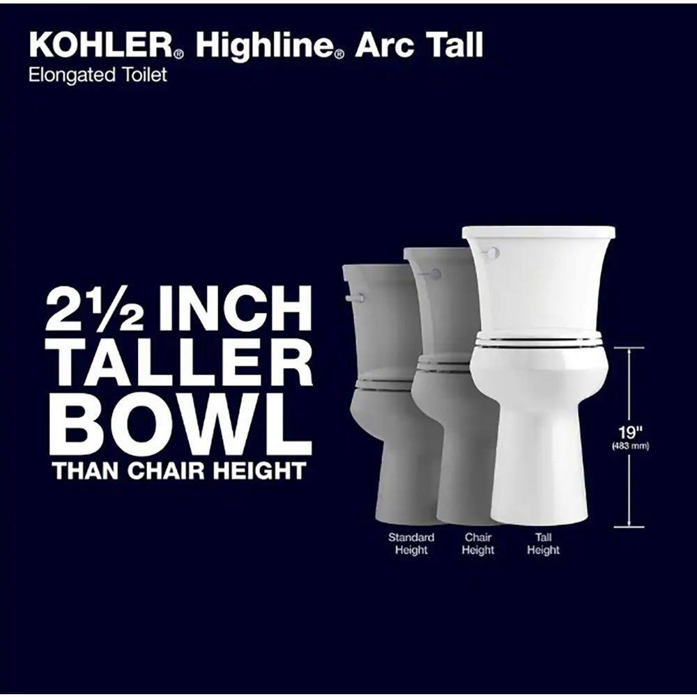 2025 KOHLER Highline Arc Extra Tall Elongated Toilet 1.28 GPF White with Seat