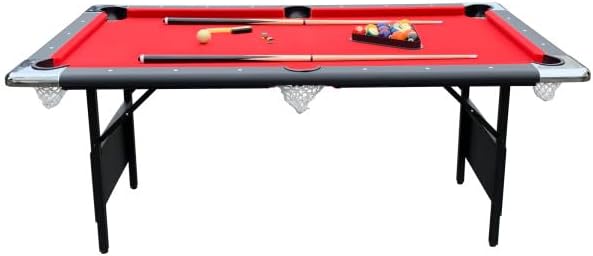 2025 Hathaway Fairmont 6 Ft Portable Pool Table, Adults Folding Billiards Tables for Game Room with Easy Foldable Storage, Includes Full Set of Billiard Balls, Cues, Chalk & Brush