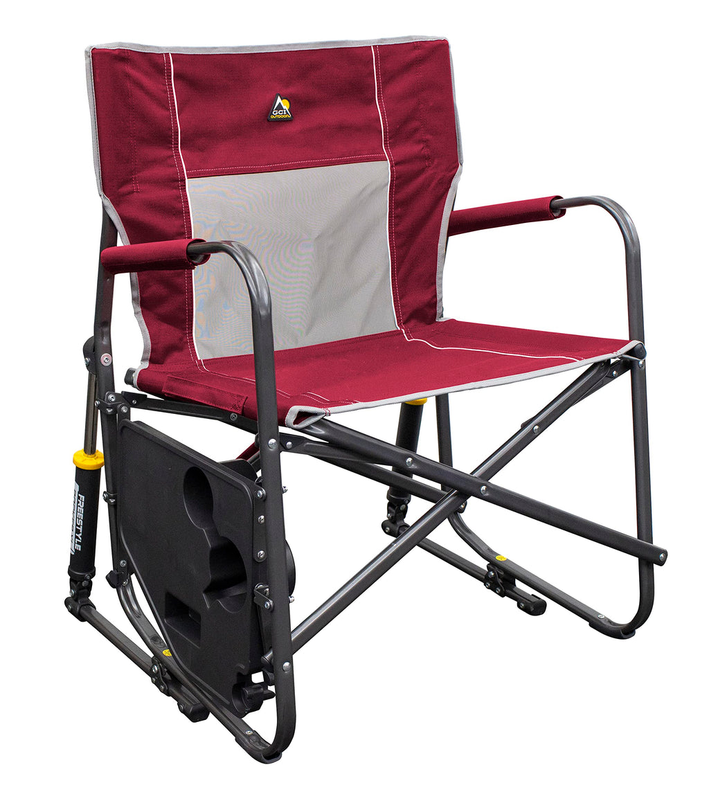 GCI Outdoor Freestyle Rocker XL Folding Rocking Chair with Side Table, Supports 250 lbs, Portable for Camping
