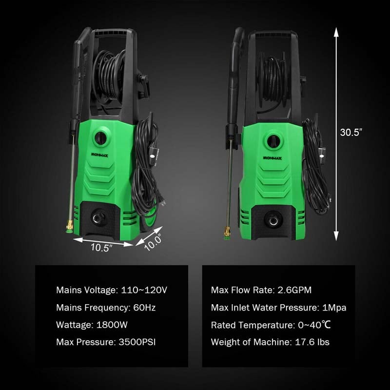 3500PSI Electric Pressure Washer 1800W 2.6 GPM Portable Electric Power Washer with 4 Nozzles