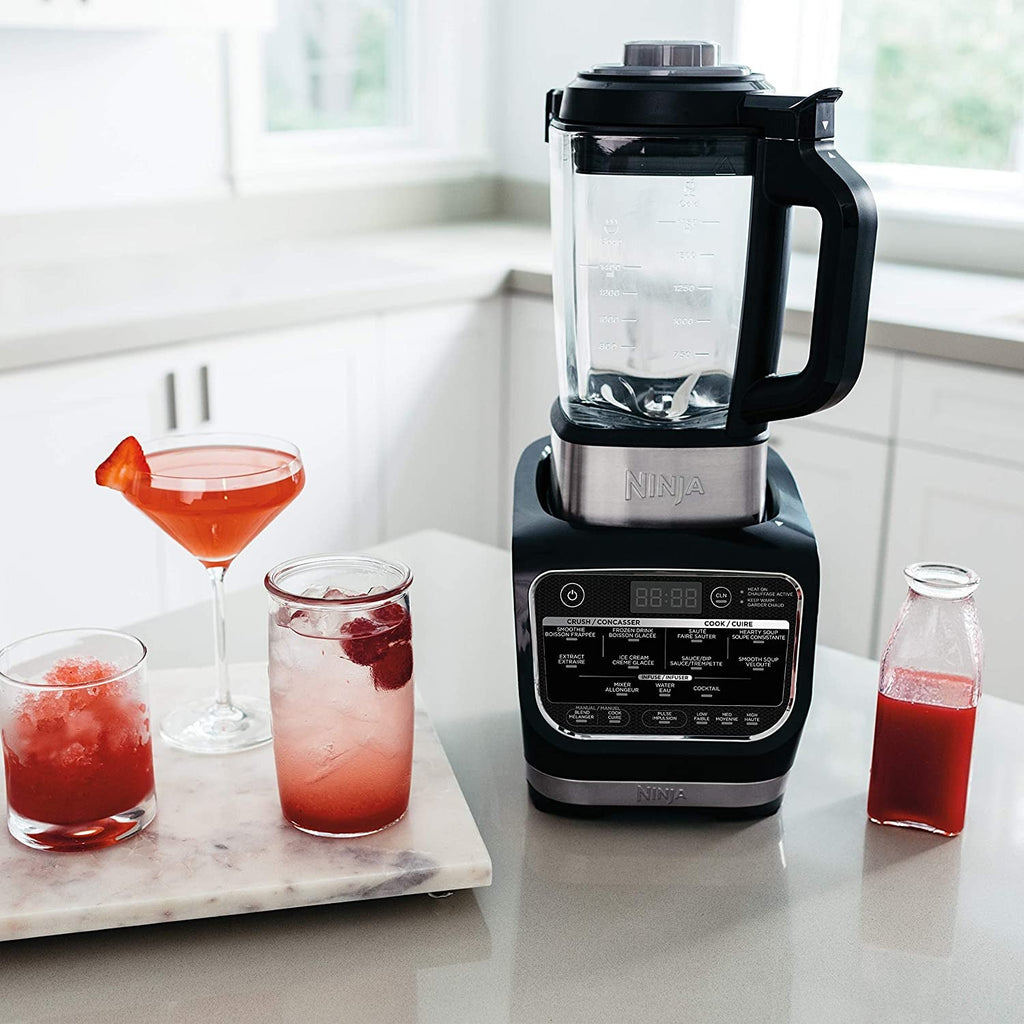 Ninja Foodi Cold &amp; Hot Blender With 1400 Peak Watts Nonstick Glass Pitcher (HB152), 64 oz, Black