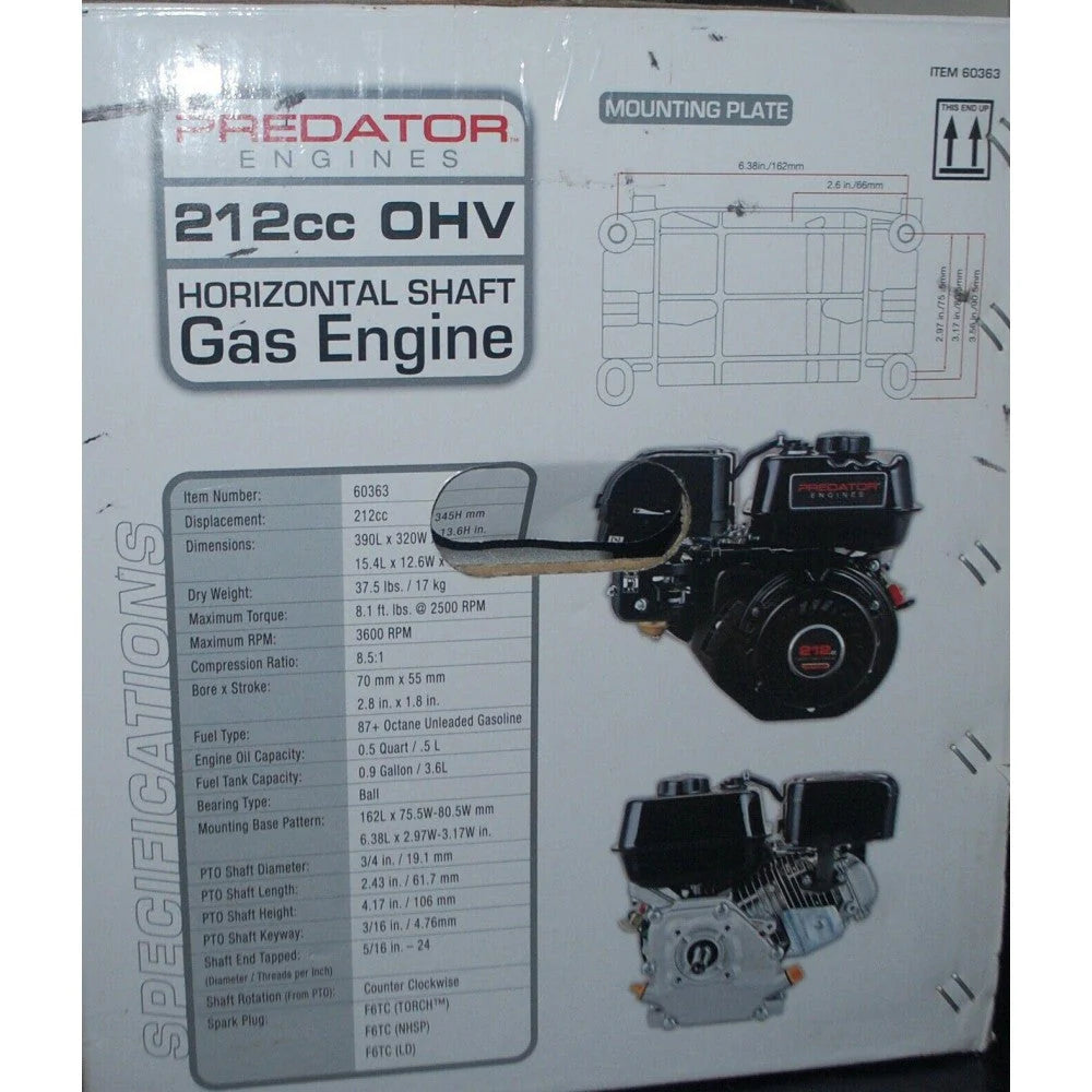 Predator Horizontal Shaft Engine �� 6.5 HP, 212cc