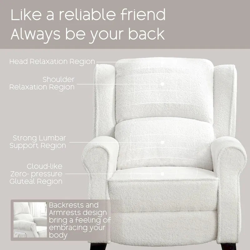 Manual Pushback Recliner Adjustable Accent Chair Wingback Armchair Set of 2