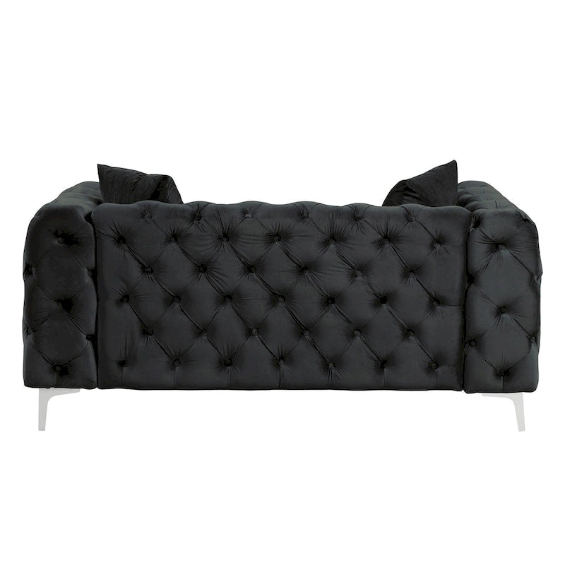 Morden Fort Modern Loveseat Two-Seater Sofa with Dutch Velvet, Solid Wood Frame and Iron Legs