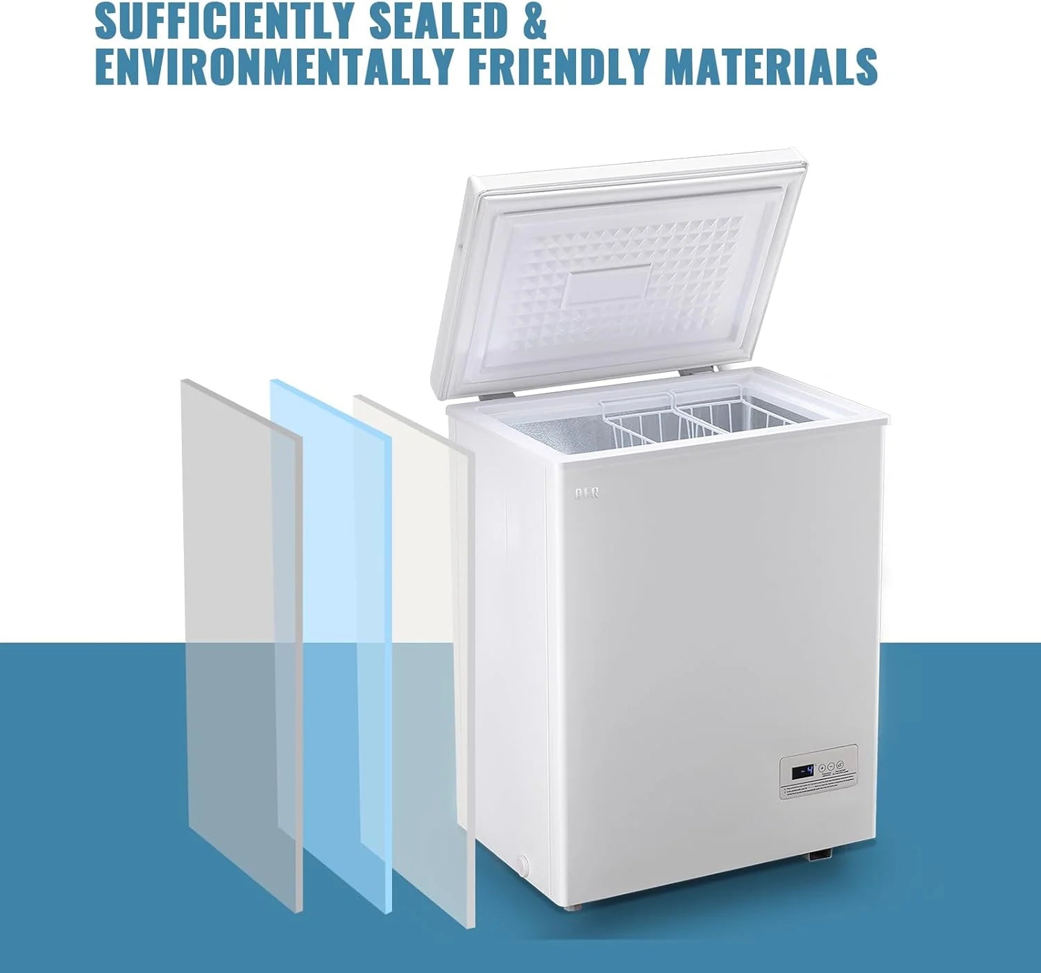 Chest Freezer 5.0Cubic Feet Deep Freezer Freestanding Freezers with 2 Removable Stainless Steel Basket, Mini Freezer Top Open Door Compact Freezer with Electronic Control 41�� to -15��BLACK