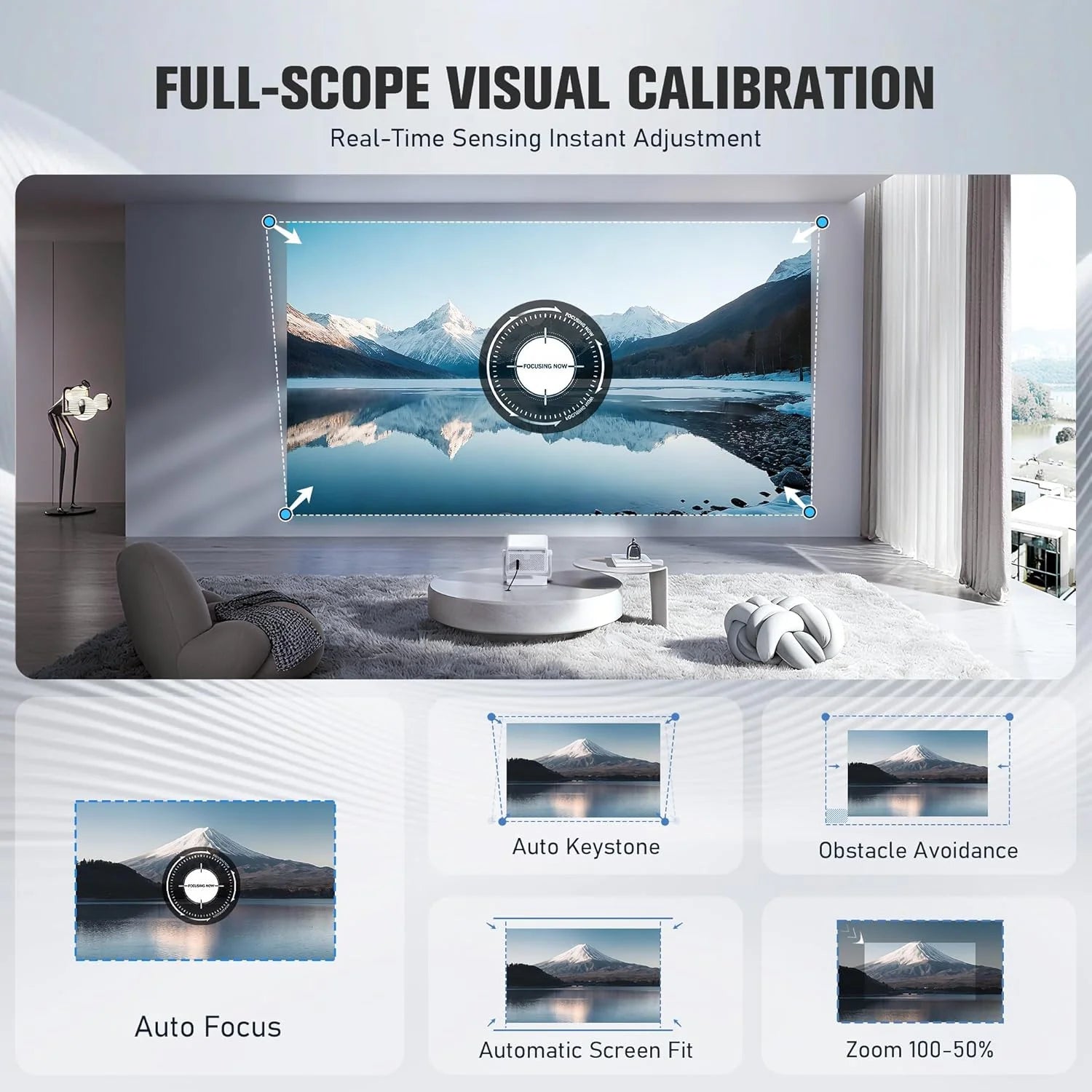 【Officially-Licensed APP & 1800 ANSI】Smart Mini Projector with WiFi and Bluetooth 4K Support