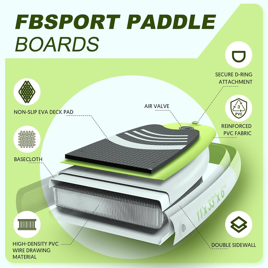 Premium Stand Up Paddle Board Yoga Board with Durable SUP Accessories & Carry Bag | Wide Stance Surf Control Non-Slip Deck Leash Paddle and Pump for Youth & Adult