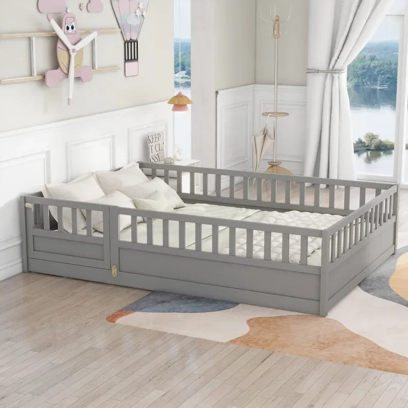 Montessori wooden children's floor bed with Support slat