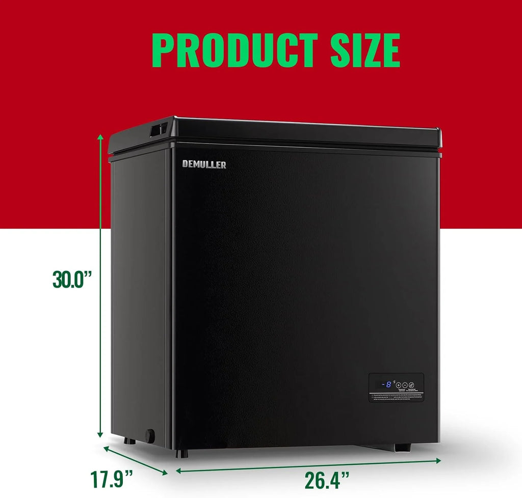 Chest Freezer 5.0Cubic Feet Deep Freezer Freestanding Freezers Removable Stainless Steel Basket