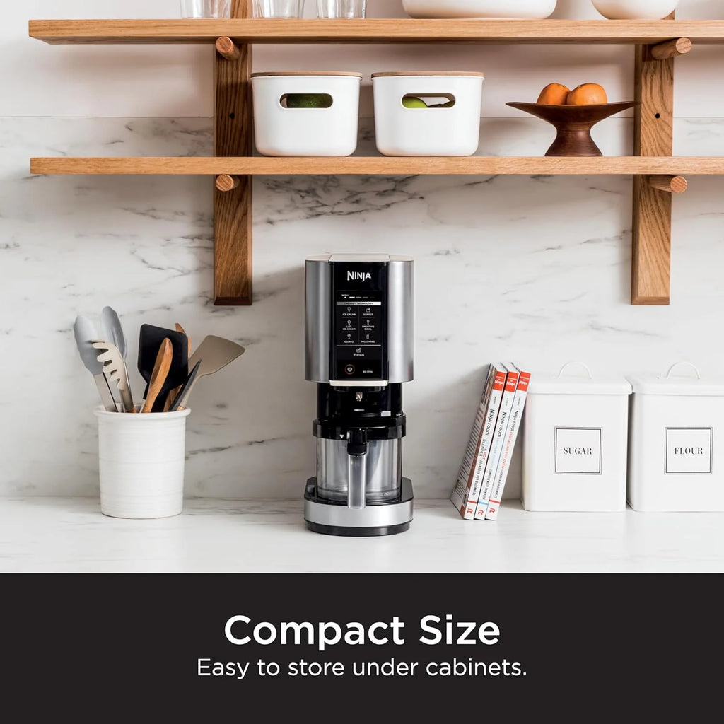 2025 NC301 CREAMi Ice Cream Maker, for Gelato, Mix-ins, Milkshakes, Sorbet, Smoothie Bowls & More, 7 One-Touch Programs, with (2) Pint Containers & Lids, Compact Size, Perfect for Kids, Silver