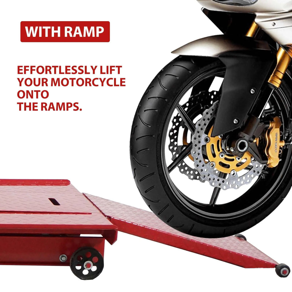 Hydraulic Motorcycle Lift - 1000lbs Capacity, Lift Hoist, Jack Stand, for Mechanics, Workshops, Homes