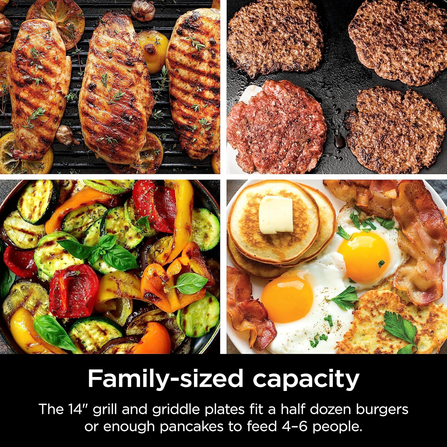 Ninja Griddle and Indoor Grill, 14��锟�? Electric Grill, For Steak, Burgers, Salmon, Veggies, and More, Pancake Griddle, Nonstick, Dishwasher Safe, 500F, Even Cooking, Silver, GR101