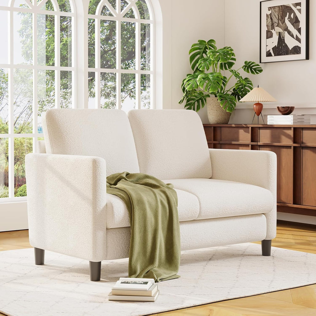 Loveseat Sofa 51" Love Seat Comfy Corduroy Small Loveseat Small Spaces Tool-Free Setup Couch