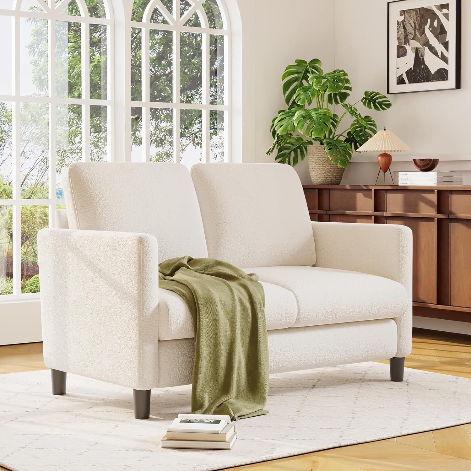 Loveseat Sofa 51" Love Seat Comfy Corduroy Small Loveseat Small Spaces Tool-Free Setup Couch