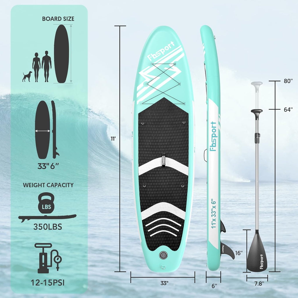 Premium Stand Up Paddle Board Yoga Board with Durable SUP Accessories & Carry Bag | Wide Stance Surf Control Non-Slip Deck Leash Paddle and Pump for Youth & Adult
