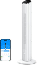 GoveeLife Black Tower Fan for Bedroom, 36" Smart Floor Fan with App/Voice Control, Temperature Sensor, 5 Modes 8 Speeds(25ft/s), 29dB Quiet Oscillating Fan for Office, 24H Timer, Auto Cooling