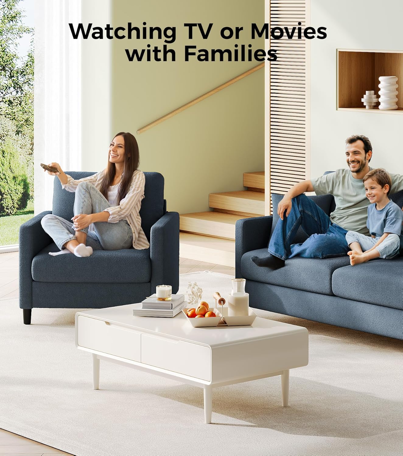 Loveseat Sofa 51" Love Seat Comfy Corduroy Small Loveseat Small Spaces Tool-Free Setup Couch