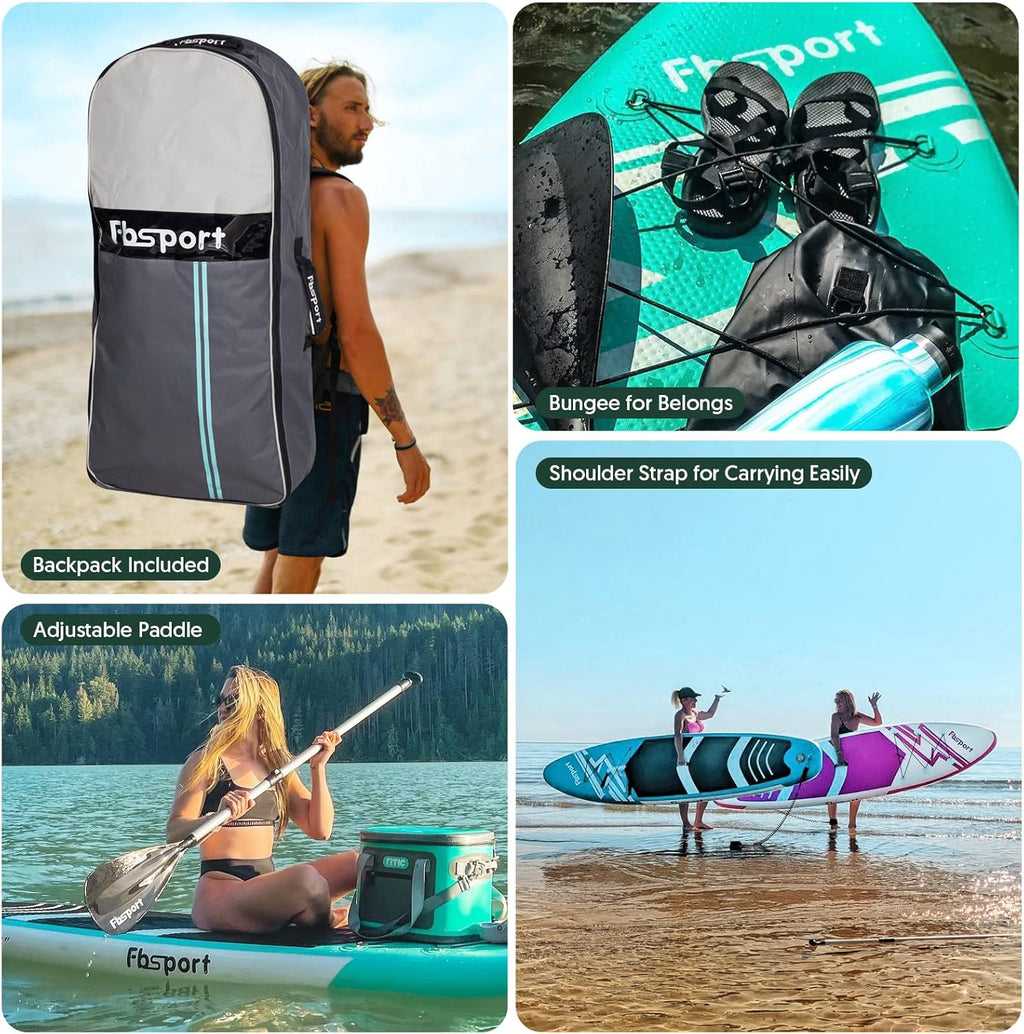 Premium Stand Up Paddle Board Yoga Board with Durable SUP Accessories & Carry Bag | Wide Stance Surf Control Non-Slip Deck Leash Paddle and Pump for Youth & Adult