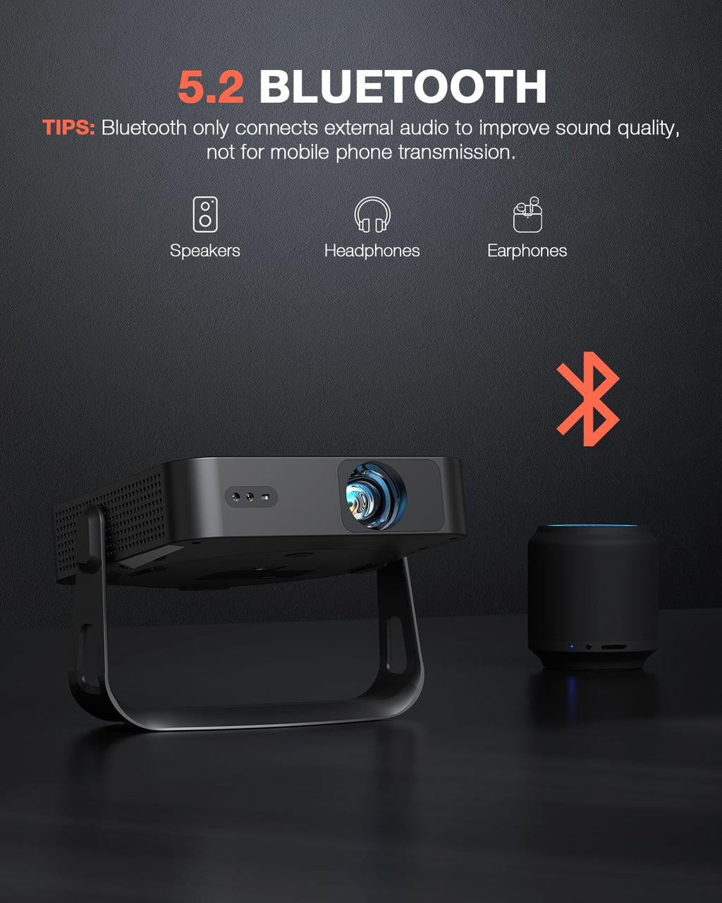 VOPLLS 1080P Mini Projector with WiFi and Bluetooth