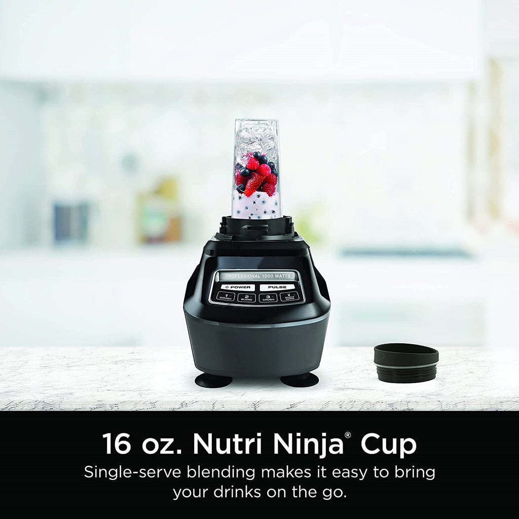 Mega Kitchen System 72 oz. Pitcher 8-Cup Food Processor 16 oz. Single Serve Cup 1500-Watt Black
