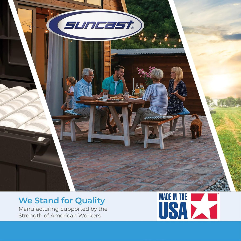 2025 Suncast Vista 7x7 Storage Shed with Multi-Wall Resin Panels, 4 Skylights, IllumiVent System, and Pad-Lockable Doors, 84" D x 84" W x 98" H, Made in The USA
