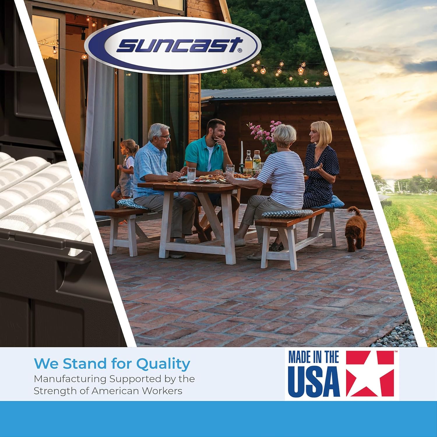 2025 Suncast Vista 7x7 Storage Shed with Multi-Wall Resin Panels, 4 Skylights, IllumiVent System, and Pad-Lockable Doors, 84" D x 84" W x 98" H, Made in The USA
