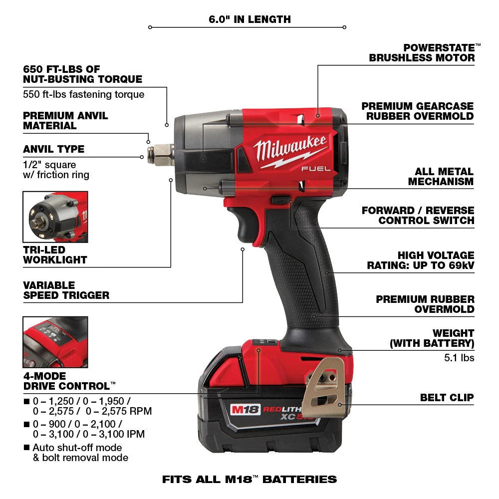 2025 18V M18 FUEL Lithium-Ion Brushless Cordless 7-Tool Combo Kit 5.0 Ah