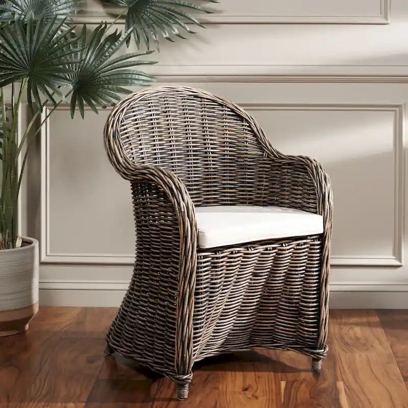 SAFAVIEH Sinja Yellow Rattan Club Chair - 24 x 26 x 35 - 24Wx26Dx35H