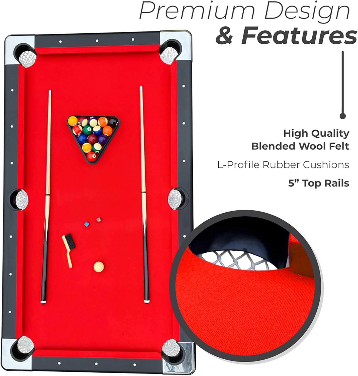 2025 Hathaway Fairmont 6 Ft Portable Pool Table, Adults Folding Billiards Tables for Game Room with Easy Foldable Storage, Includes Full Set of Billiard Balls, Cues, Chalk & Brush