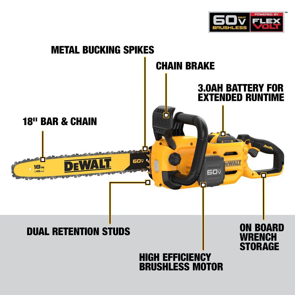 60V MAX Chainsaw 18&prime;&prime; Brushless Cordless Kit DCCS672X1 from