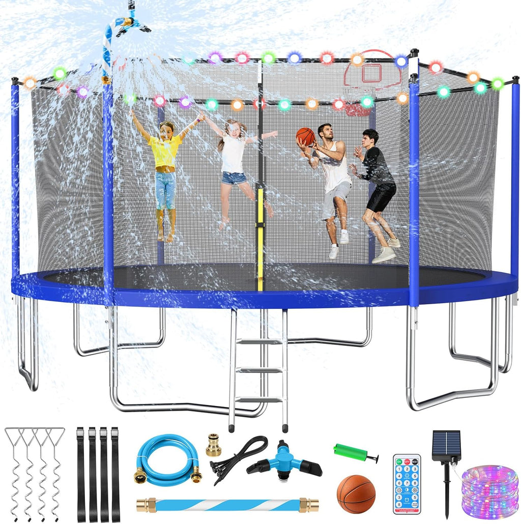 Upgraded 16Ft Trampoline with Basketball Hoop & Net