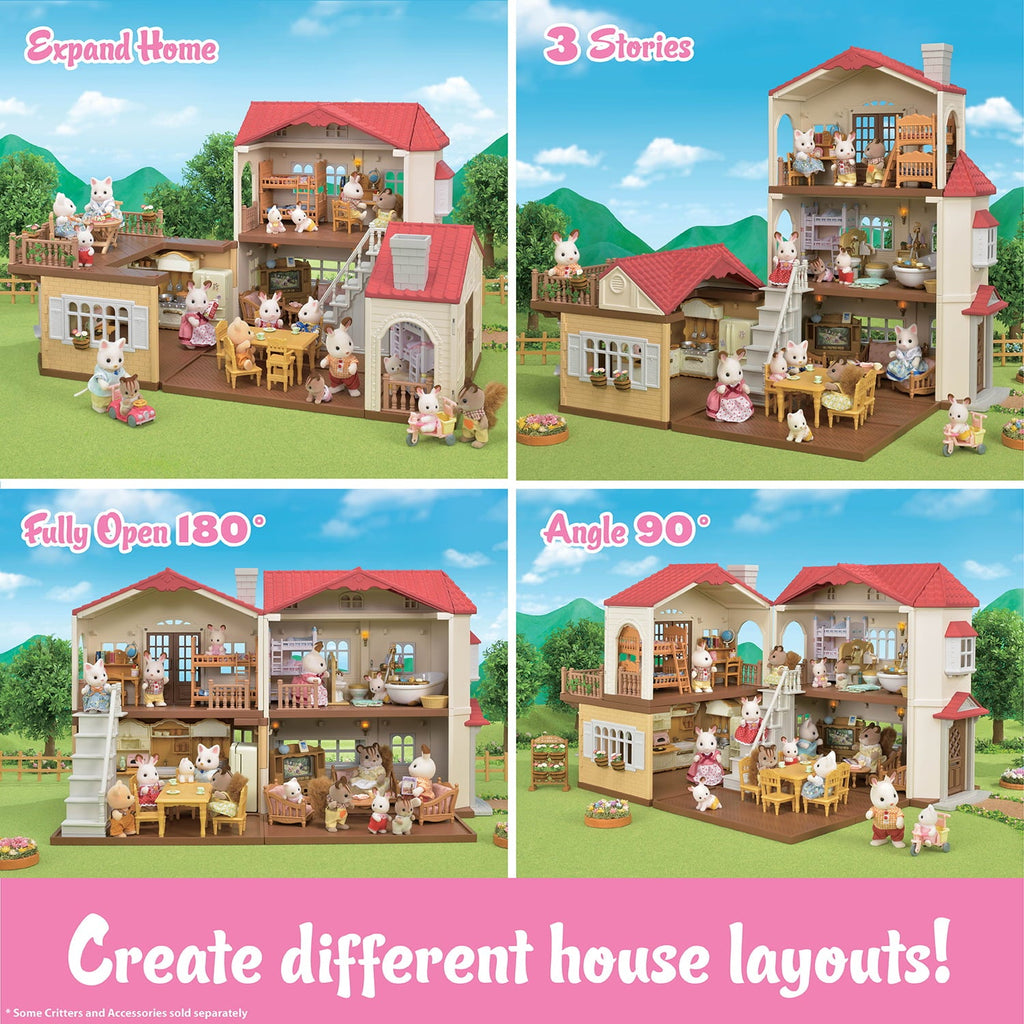 2025 Calico Critters Red Roof Country Home, Dollhouse Playset with Figures, Furniture and Accessories