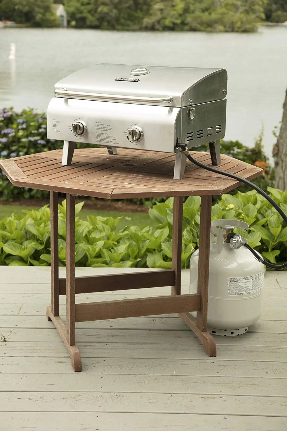 Cuisinart Chef's Style Tabletop Portable Propane Grill, 20,000 BTU Stainless Steel 2-Burner