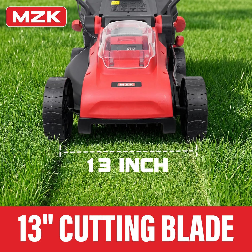 MZK 20V 13" Electric Lawn Mower, Brushless Cordless Lawn Mower with 4-Position Height