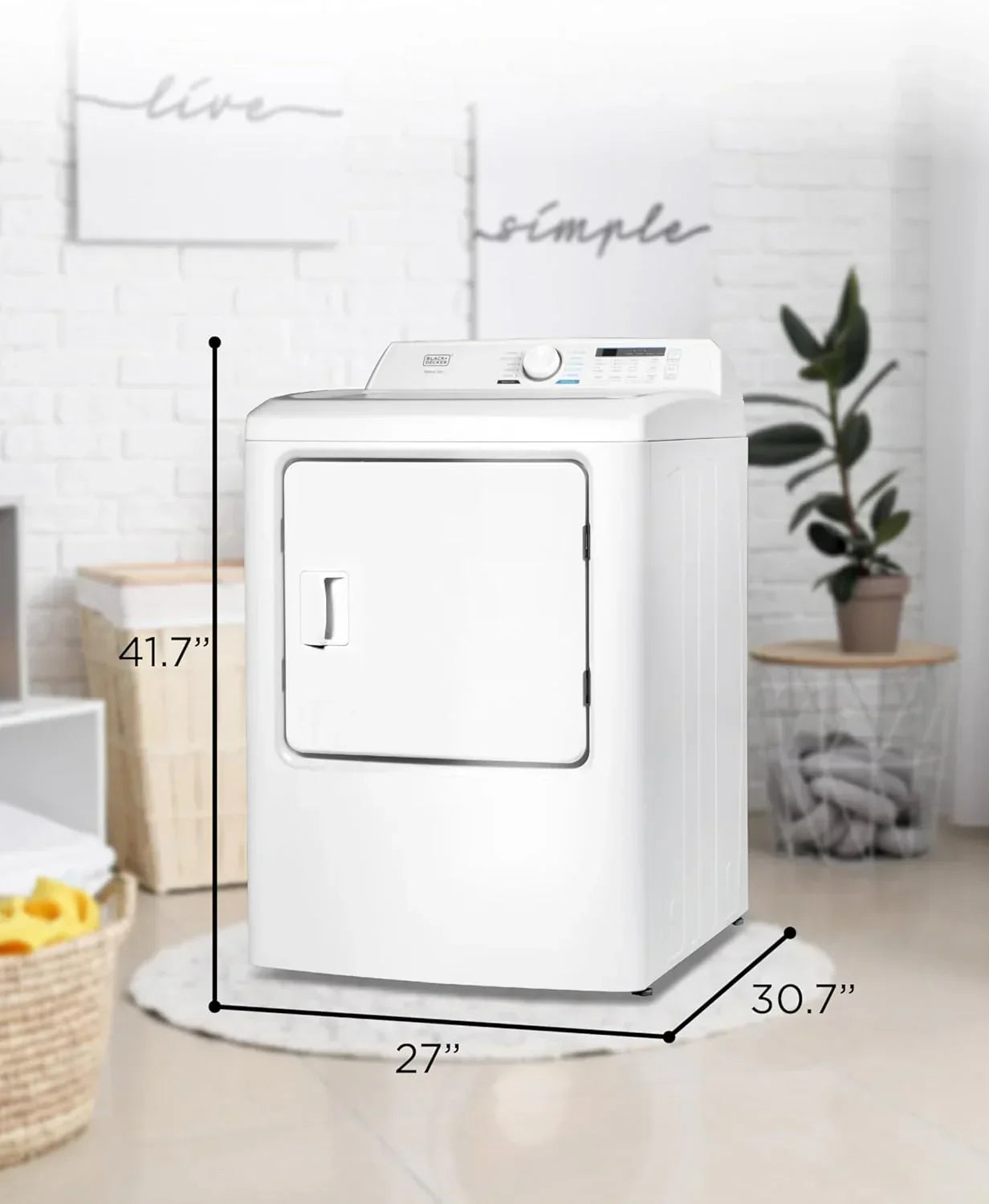 Compact Clothes Dryer 1.5 Cu. Ft. 850W Electric Dryer 120V Vented Dryer Stainless Steel Drum