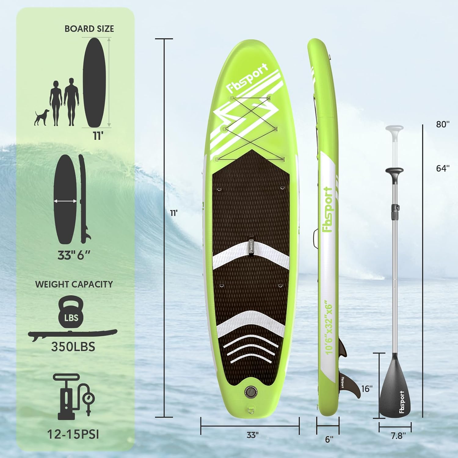 Premium Stand Up Paddle Board Yoga Board with Durable SUP Accessories & Carry Bag | Wide Stance Surf Control Non-Slip Deck Leash Paddle and Pump for Youth & Adult