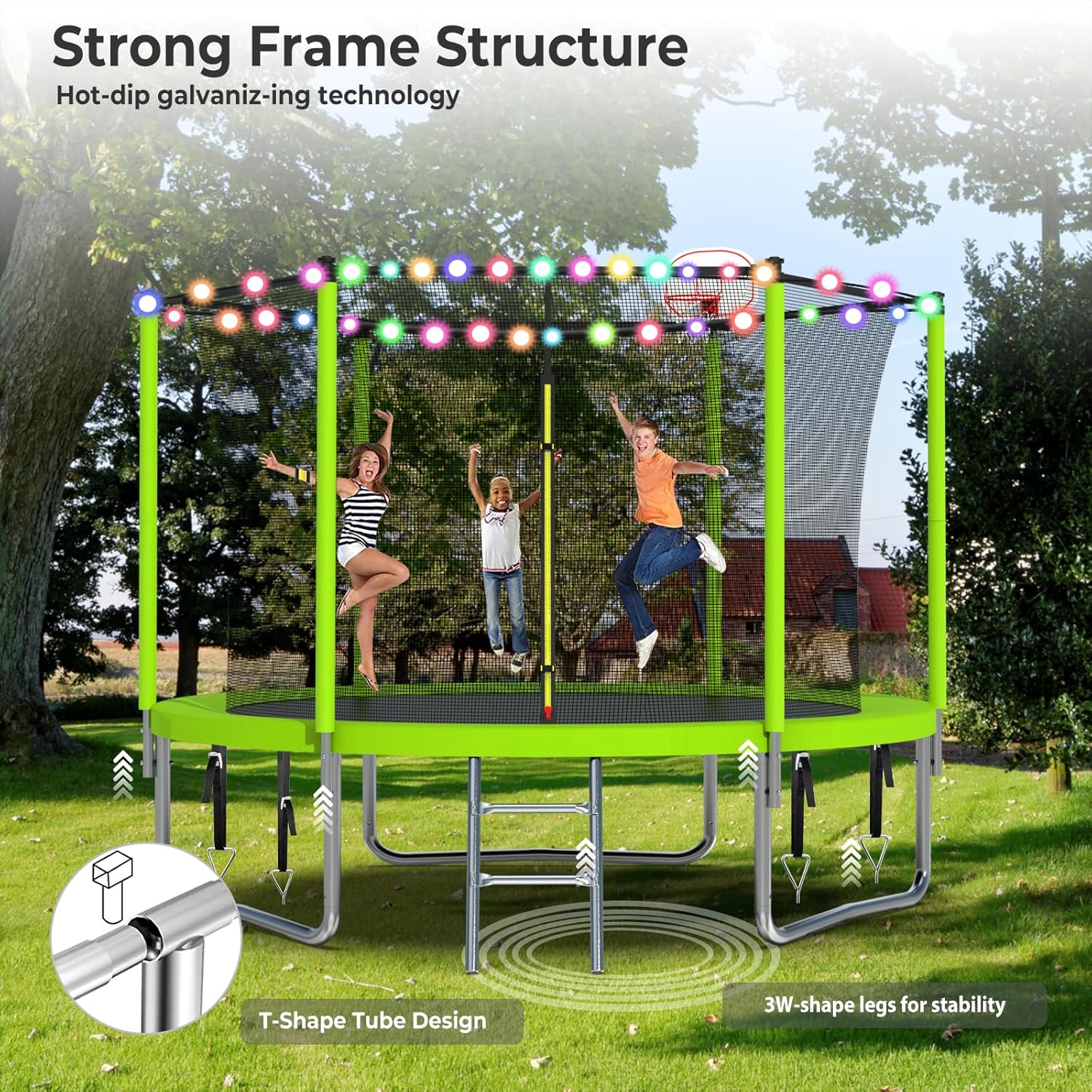 Upgraded 16Ft Trampoline with Basketball Hoop & Net