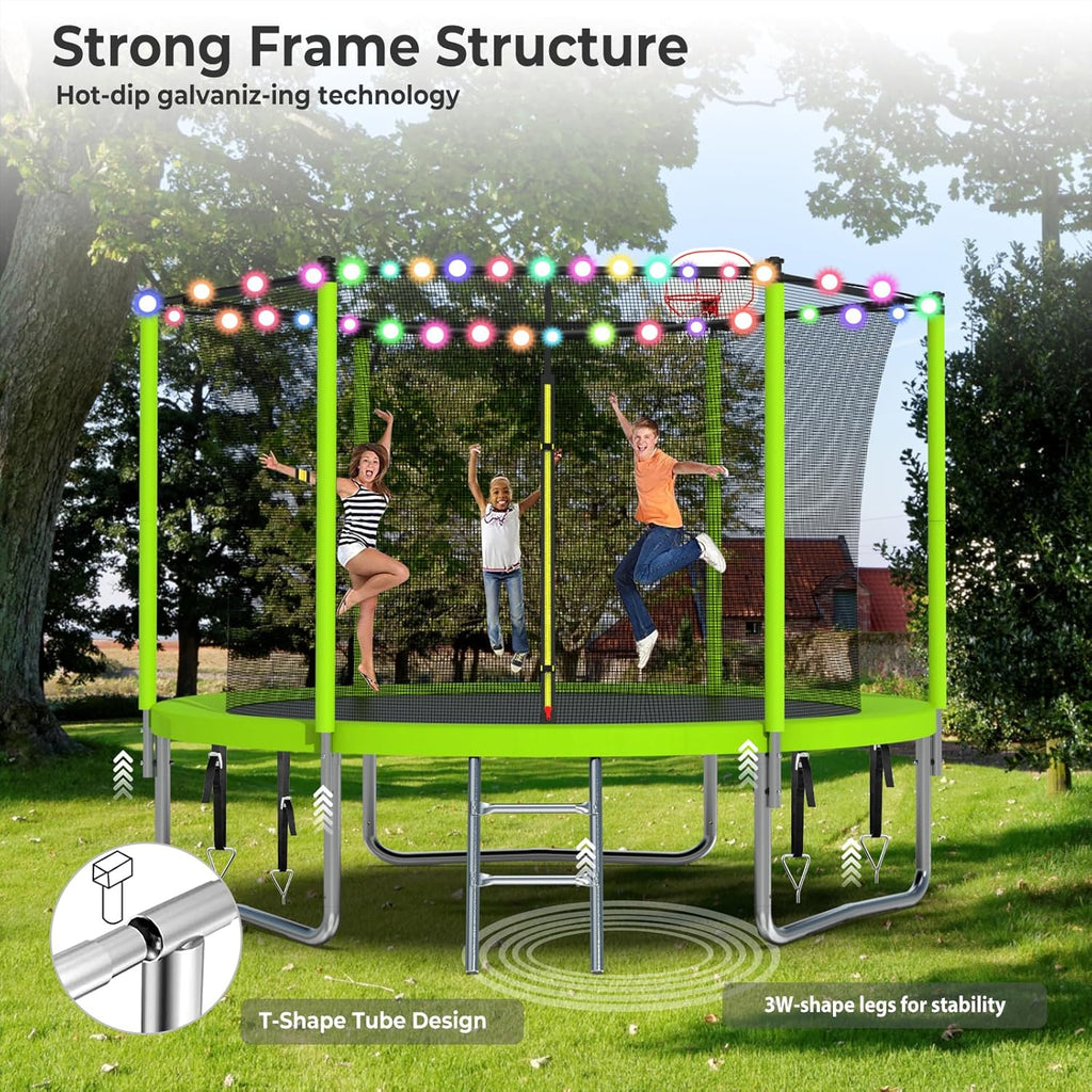 Upgraded 16Ft Trampoline with Basketball Hoop & Net
