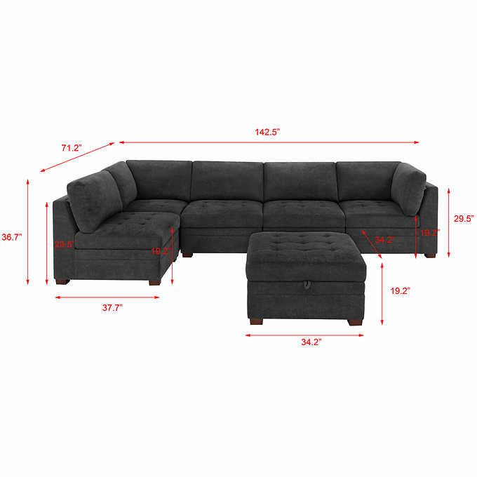 2025 Thomasville Tisdale Fabric Sectional with Storage Ottoman