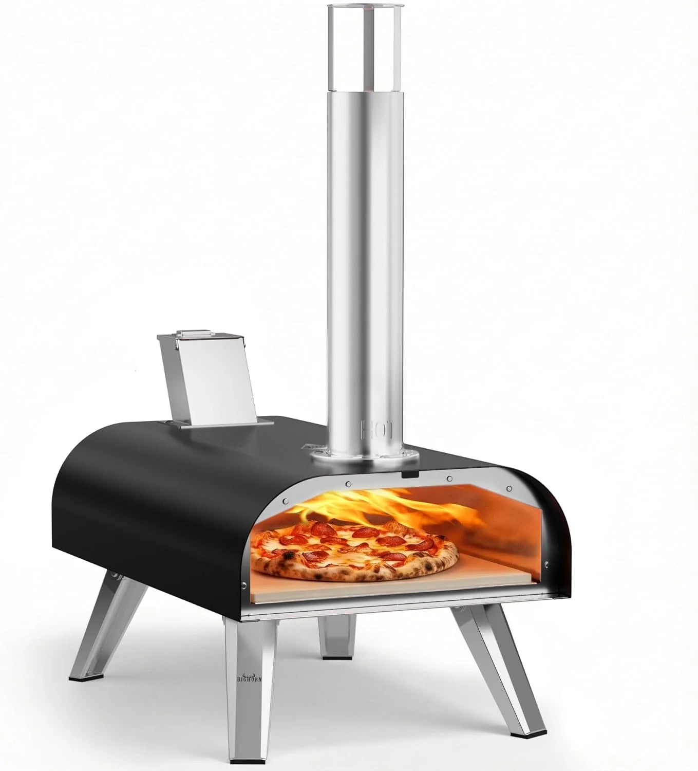 BIG HORN OUTDOORS 12" Multi-Fuel Pizza Oven, Portable Outdoor Pizza Oven, Wood Fired