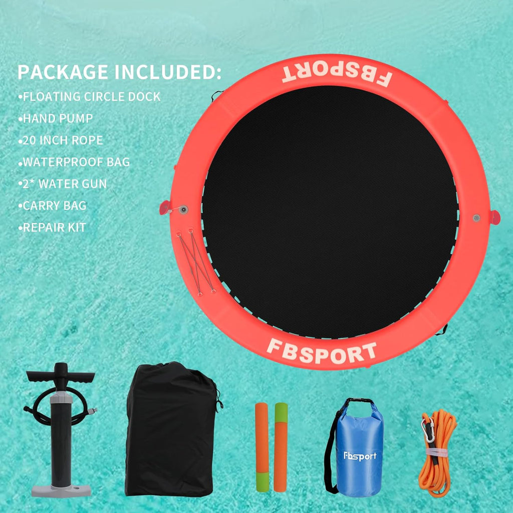 Inflatable Dock Floating Platform 8ft Inflatable Water Hammock Floating Deck for Lake W/Cupholder Round Floating Ring Float Ring Pool Float Raft Lounger Island Platform Pad