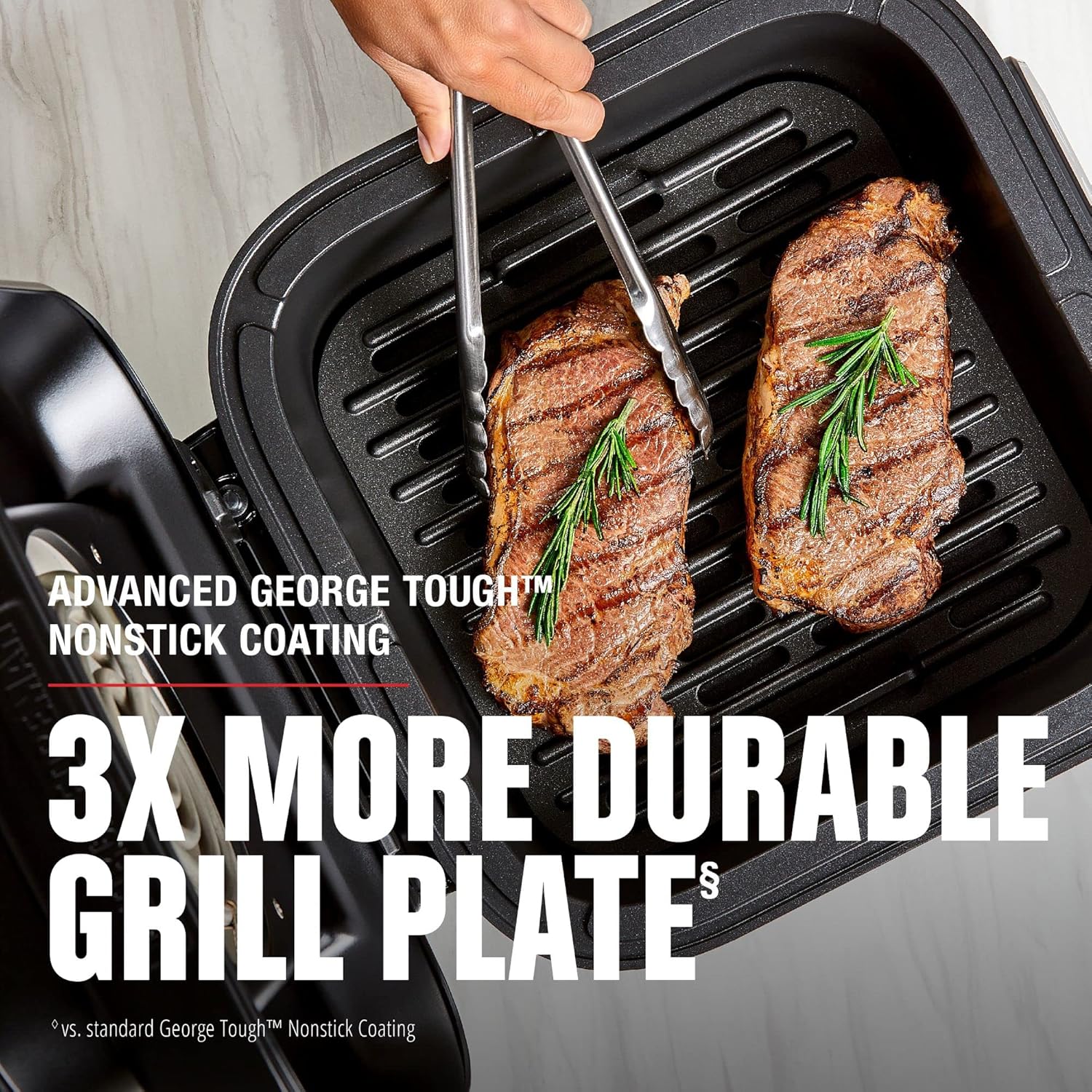 George Foreman Beyond Grill锟�?7-in-1 Electric Indoor Grill with Air Fry Technology, MCAFD800D, Black, Large