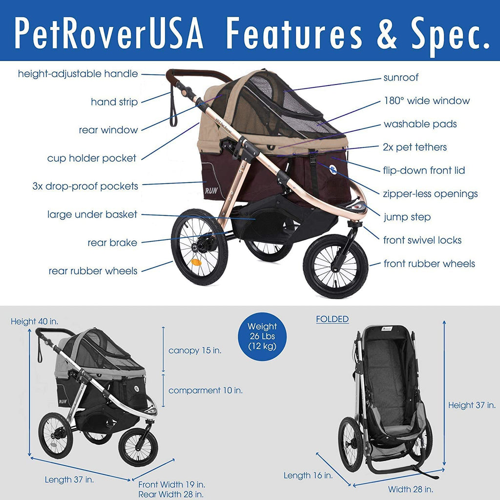 Jogging Sports Stroller with Comfort Rubber Wheels/Zipper-Less Entry/1-Hand Quick Fold/Aluminum Frame for Small/Medium Dogs Cats and Pets (Green Camo)