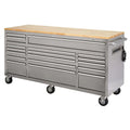 2025 72 in. 18-Drawer 24 in. D Mobile Workbench with Solid Wood Top Stainless Steel