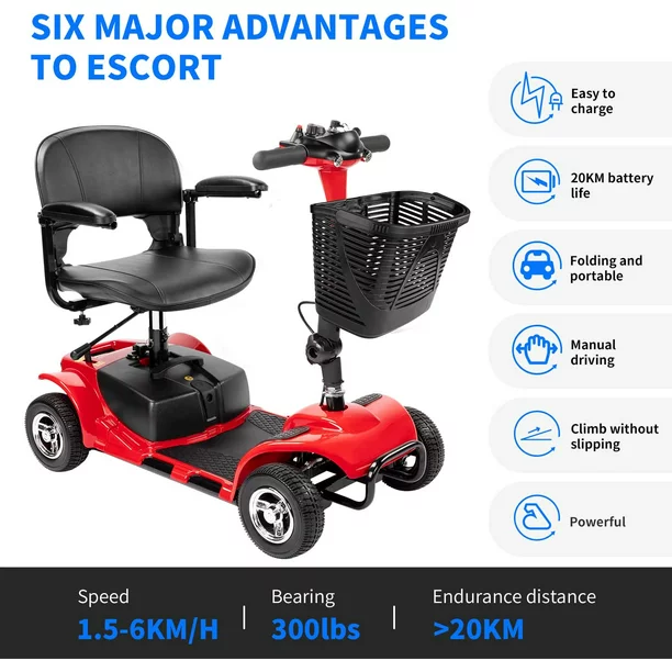 2025 UltraLite Mobility 4-Wheel Scooter, Portable & Lightweight, 14-Mile Range, Model A898