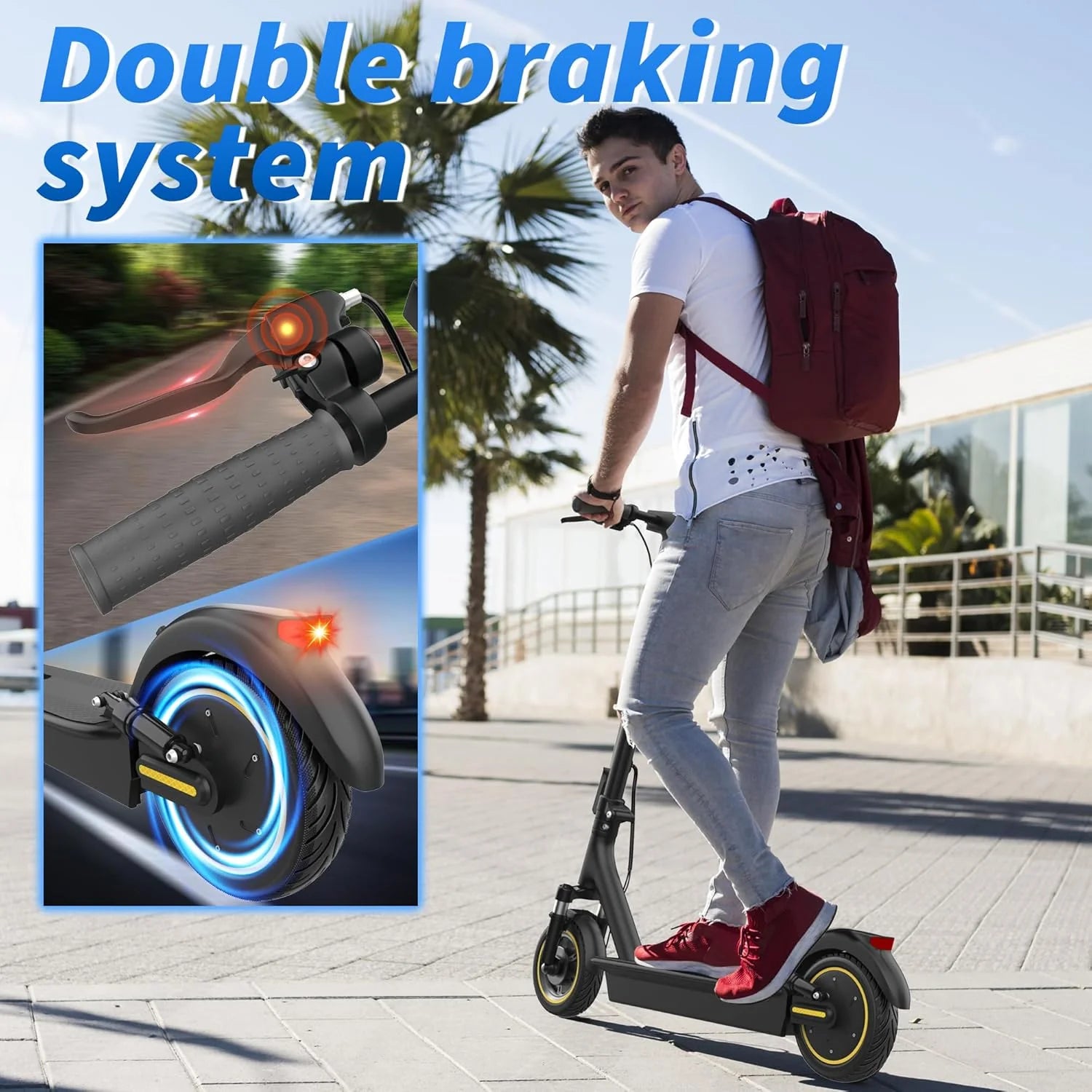 Electric Scooter Powerful Motor Dual Braking