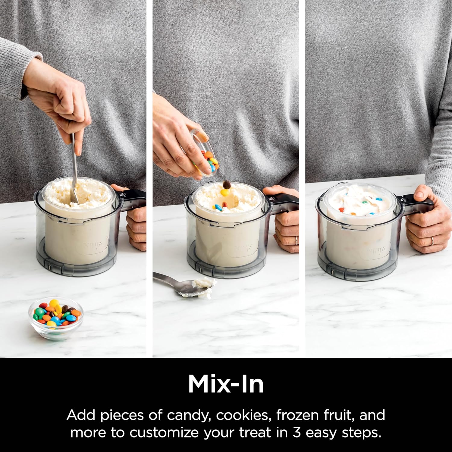 2025 NC301 CREAMi Ice Cream Maker, for Gelato, Mix-ins, Milkshakes, Sorbet, Smoothie Bowls & More, 7 One-Touch Programs, with (2) Pint Containers & Lids, Compact Size, Perfect for Kids, Silver